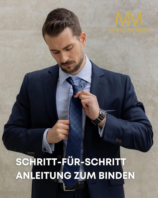 Detalle 2 de Massi Morino Krawatte Set – stilvolles Herren 5‑In‑1 Geschenkset