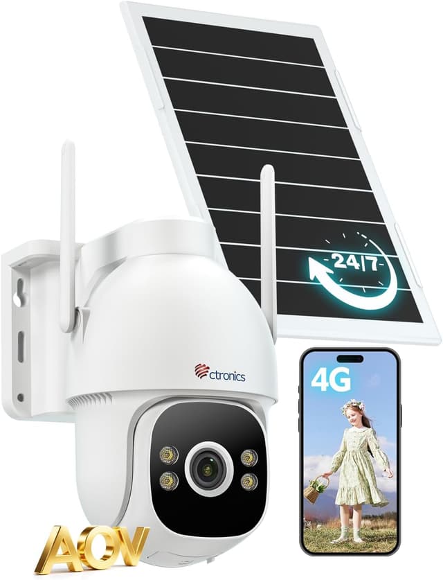 Detalle de Ctronics Camara Vigilancia AOV 4G Solar 8W