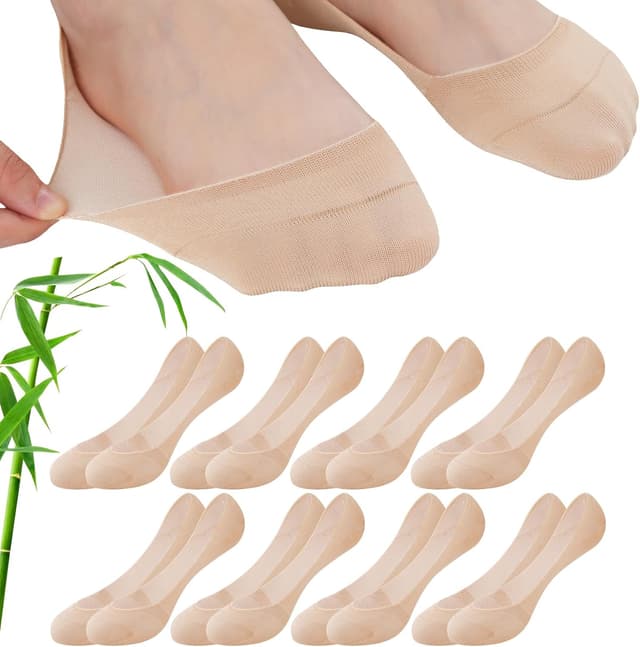 Detalle de inaWarm Fantasmini Donna invisibili in bambù e cotone (8 paia) con antiscivolo in silicone