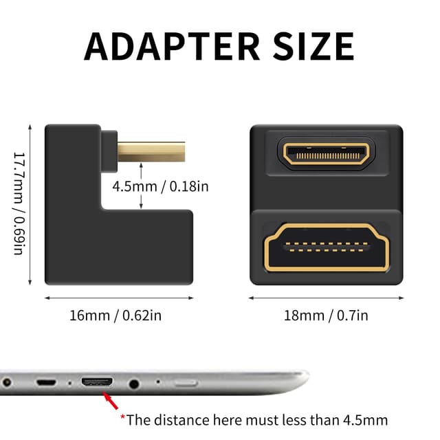 Detalle de Duttek U Shape HDMI to Mini HDMI 8K Adapter (Down Angle) – 8K@60Hz 2 Pack