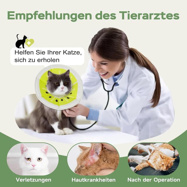 Thumbnail 6 de Supet weicher Katzenkragen mit einstellbarem Halsband – waschbarer Halskrause für S/M/L (Grüne Kiwifrucht, L)