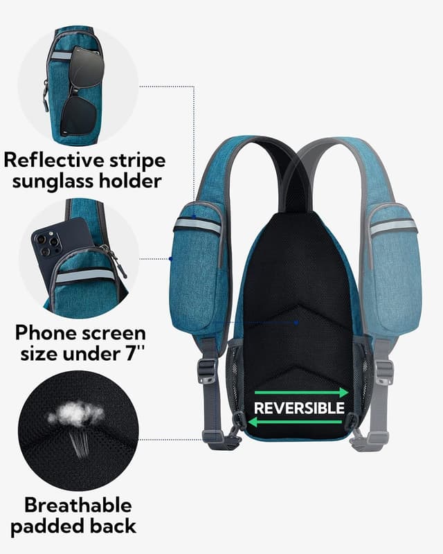 Detalle de WATERFLY Sling Rucksack Sling Bag – Brusttasche mit verstellbarem Rucksackgurt zum Wandern