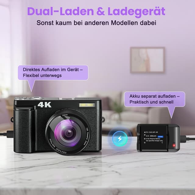 Thumbnail 4 de 4K 64MP Digitalkamera für Vlogging