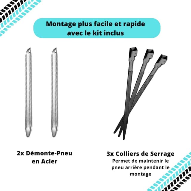Detalle de Bitume pneu renforcé 8,5 pouces pour trottinette électrique (avant/arrière) + chambre à air et kit de montage