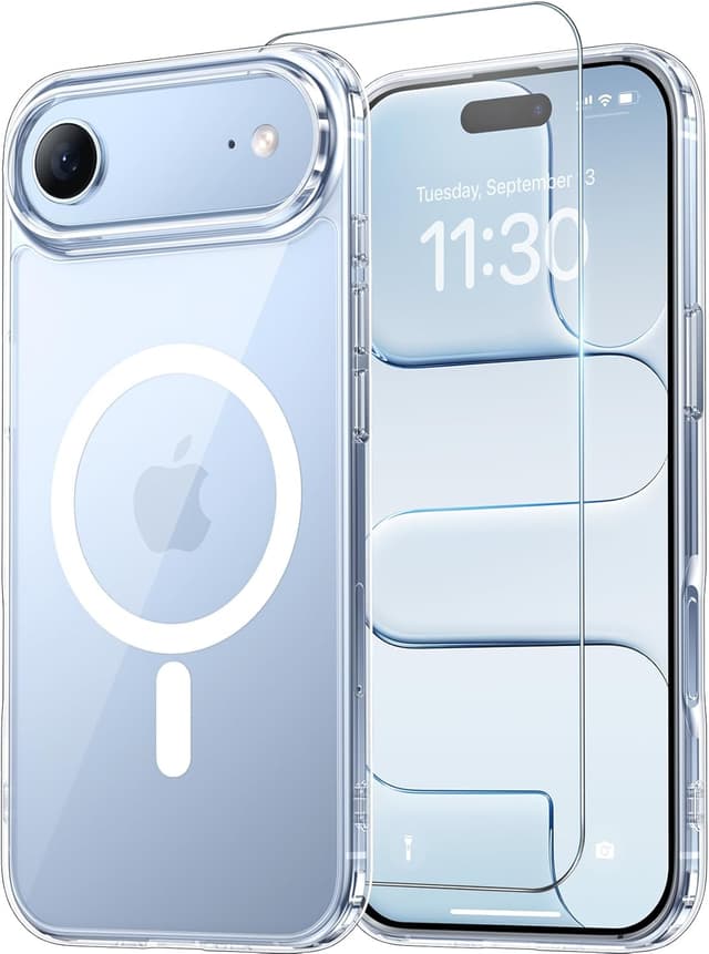 Detalle de Temdan Designed for iPhone 17 Air 6.5" Clear MagSafe Shockproof Case with 9H Screen Protector
