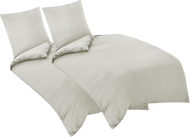 Detalle de Aisbo Bettwäsche 135x200 4-teilig Beige aus Mikrofaser (ÖKO-TEX) mit Reißverschluss