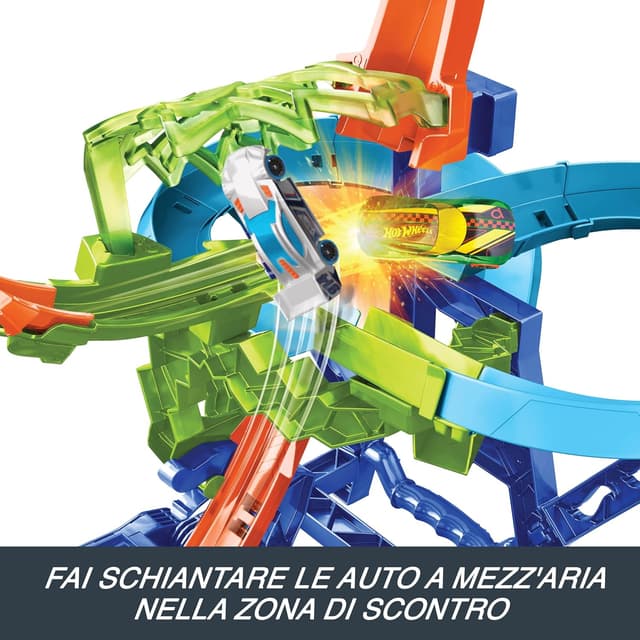 Detalle de Hot Wheels Scontri Volanti, pista con booster