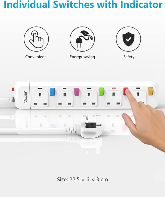 Detalle de Multi sockets extension lead 5 way