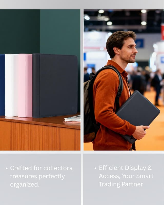 Detalle de KUOOKING Top Loader Binder (Blue) for 3" x 4" Rigid Holders — 9-Pocket Set for 288+ Top Loaders