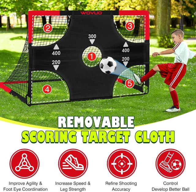 Thumbnail 3 de Kids Soccer Goals for Backyard Set of 2 (6x4 ft) Portable Pop-Up Training Goals with Target, Ball, Cones & Net