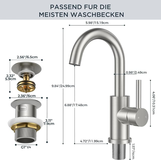Detalle de FORIOUS Wasserhahn Bad mit 360° Drehung