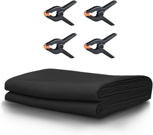 Thumbnail 6 de LCUIRC 10x20ft Black Photo Backdrop Curtain (Two Rod Pocket) with 4 Spring Clamps for Photography & Events