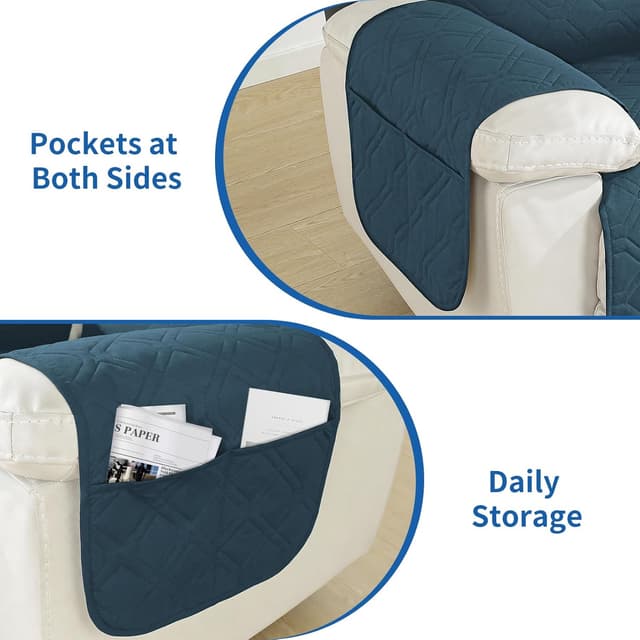 Thumbnail 6 de YSTELLAA Copripoltrona 1 posto impermeabile per relax reclinabile con braccioli, verde scuro