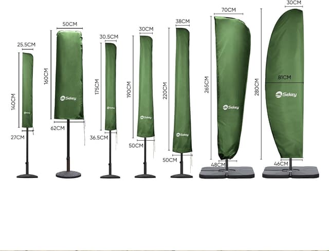 Thumbnail 6 de Sekey custodia per ombrellone con manico, per ombrelloni da giardino Ø 350 cm (190×30/50 cm) in poliestere impermeabile