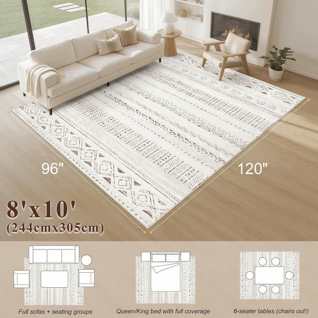 Thumbnail 1 de cotiled 8x10 Area Rug washable low pile 8'x10'