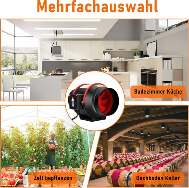 Thumbnail 6 de Ansobea Ventilatore da canale in linea per estrazione fumi 150 mm (540 m³/h) con telecomando