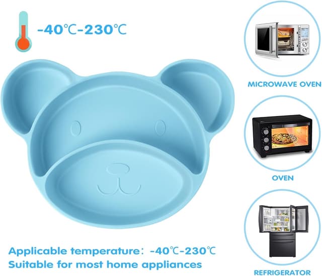 Detalle 2 de Vicloon Baby Teller mit Saugnäpfen aus Silikon – rutschfestes Baby-Tischset für Kleinkinder