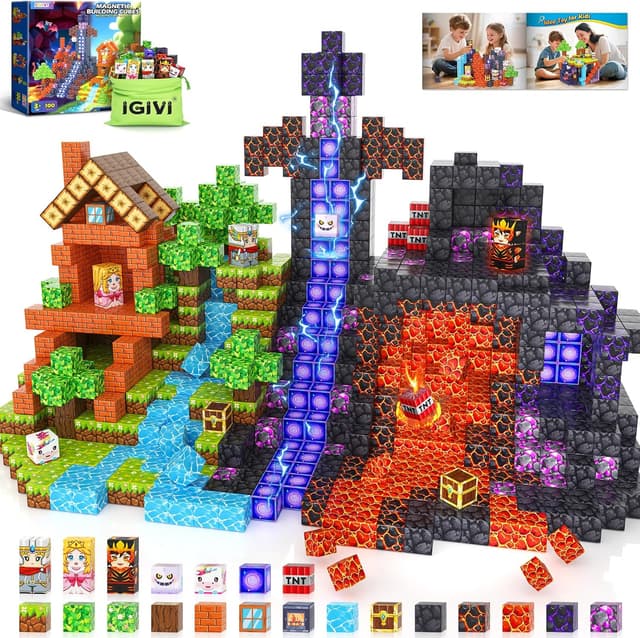 Detalle de Build Mine Magnetic Building Blocks 100PCS 🧩