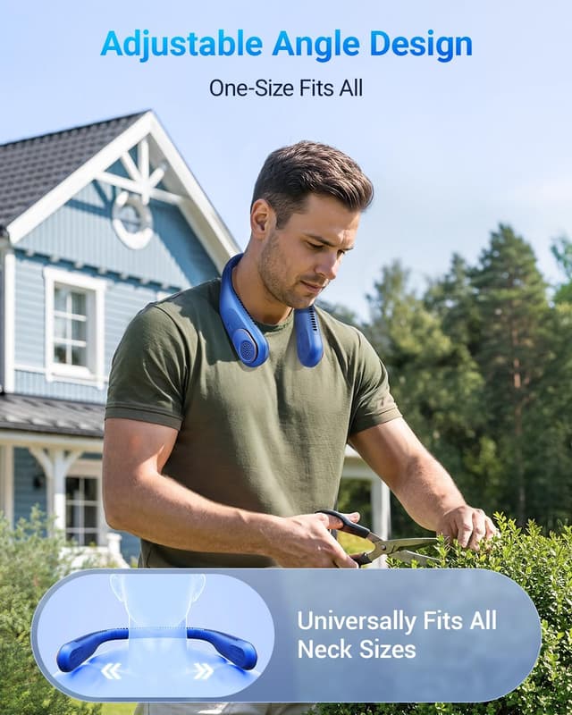 Detalle de SWEETFULL Portable Neck Fan (360°) Bladeless Wearable Fan with 4000mAh USB Rechargeable Battery