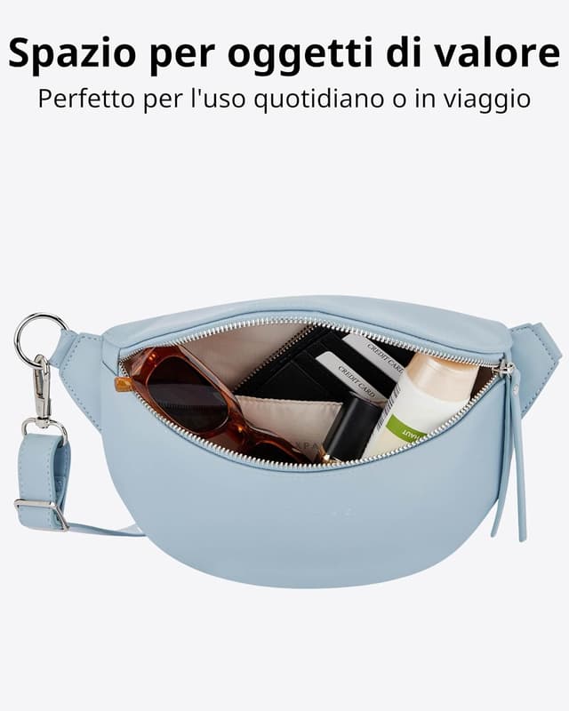 Detalle de Expatrié Marsupio Donna Alice Small azzurro: borsello compatto per festival, viaggi e uso quotidiano