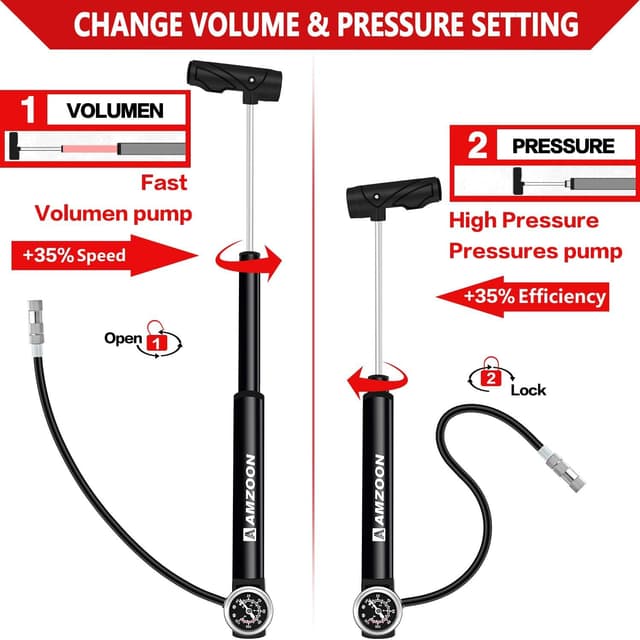 Thumbnail 1 de AMZOON Bike Pump with Gauge 120 PSI