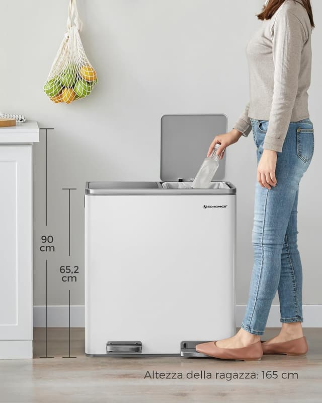 Thumbnail 6 de SONGMICS LTB60WT pattumiera 2 scomparti, 2x30 L