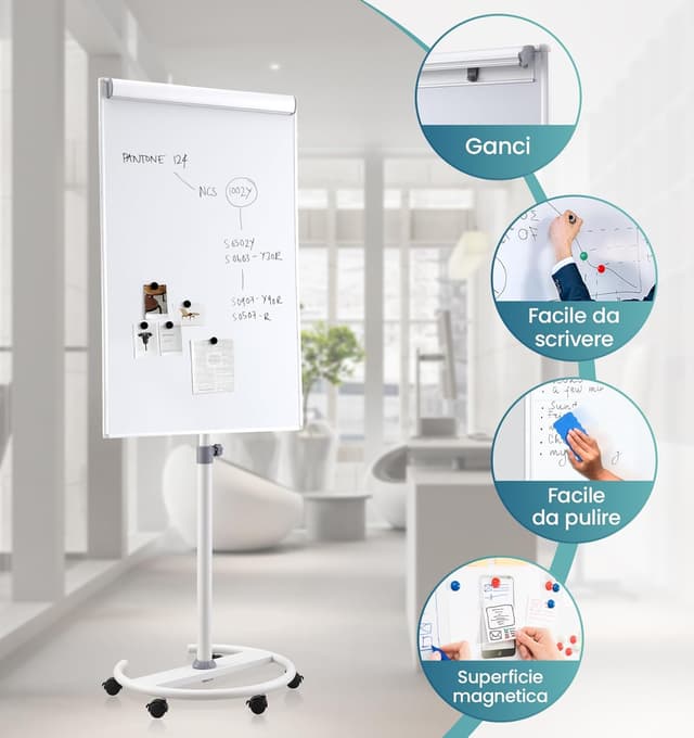Detalle de MAKELLO Lavagna Magnetica Mobile 100x65 cm con altezza regolabile e cavalletto