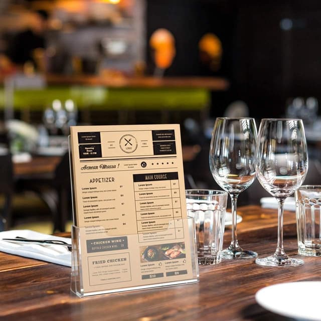 Detalle de HIIMIEI Acrylic Freestanding Brochure/Leaflet Holder (A5, Clear) – 2 Pack