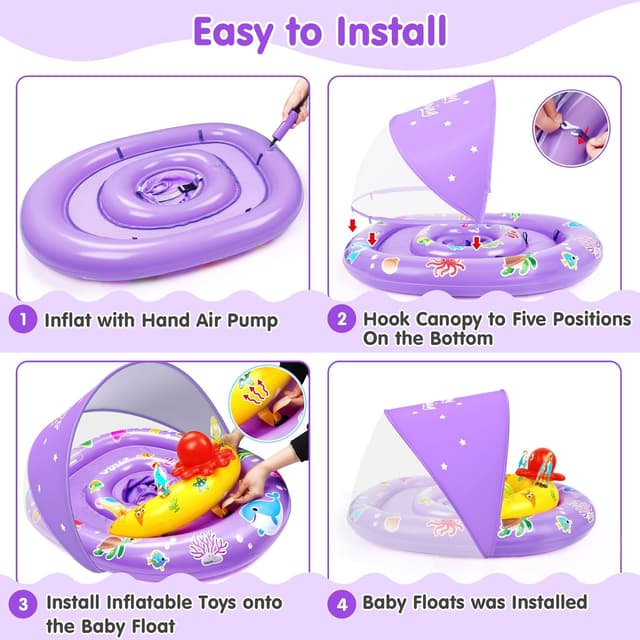 Thumbnail 5 de EZIGO Baby Pool Float UPF 50+ Canopy