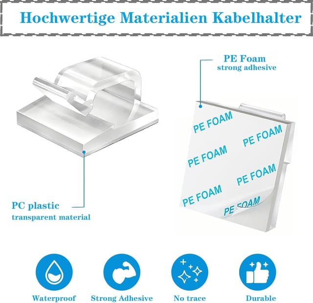 Detalle de KLJ Kabelhalter Haken für Lichterketten 50er-Set
