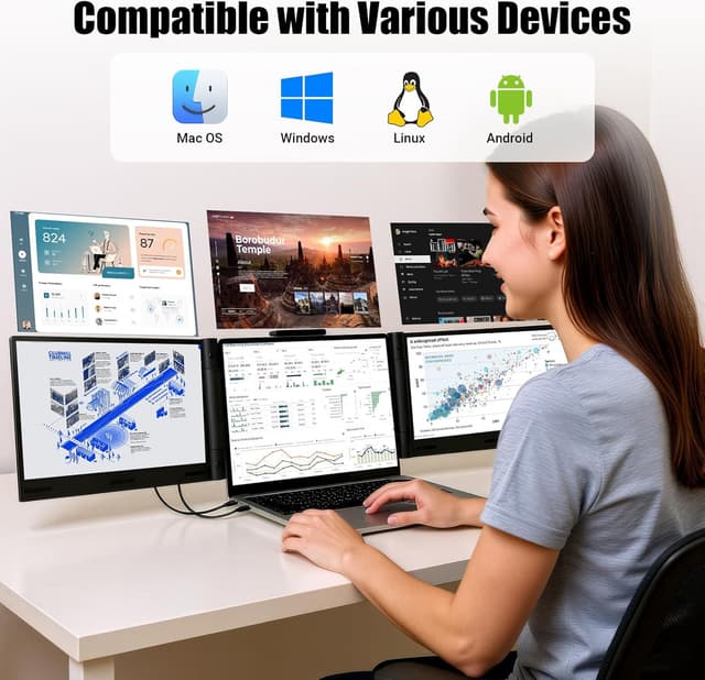 Thumbnail 6 de Laptop Screen Extender 14 inch Triple 1080P