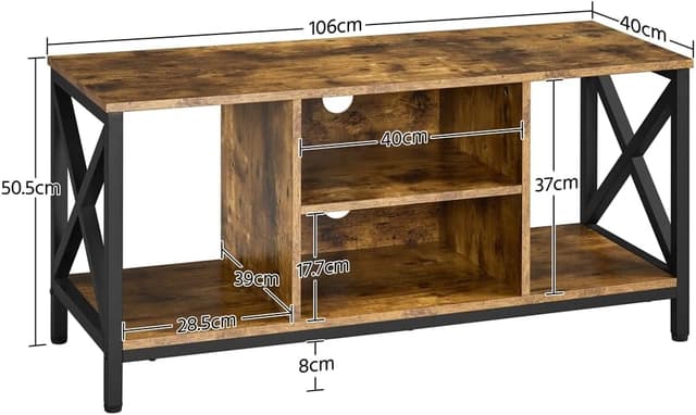 Detalle 2 de Yaheetech mobile per TV con tavolino basso e supporto fino a 50 pollici, legno e metallo (106 × 40 × 50,5 cm)