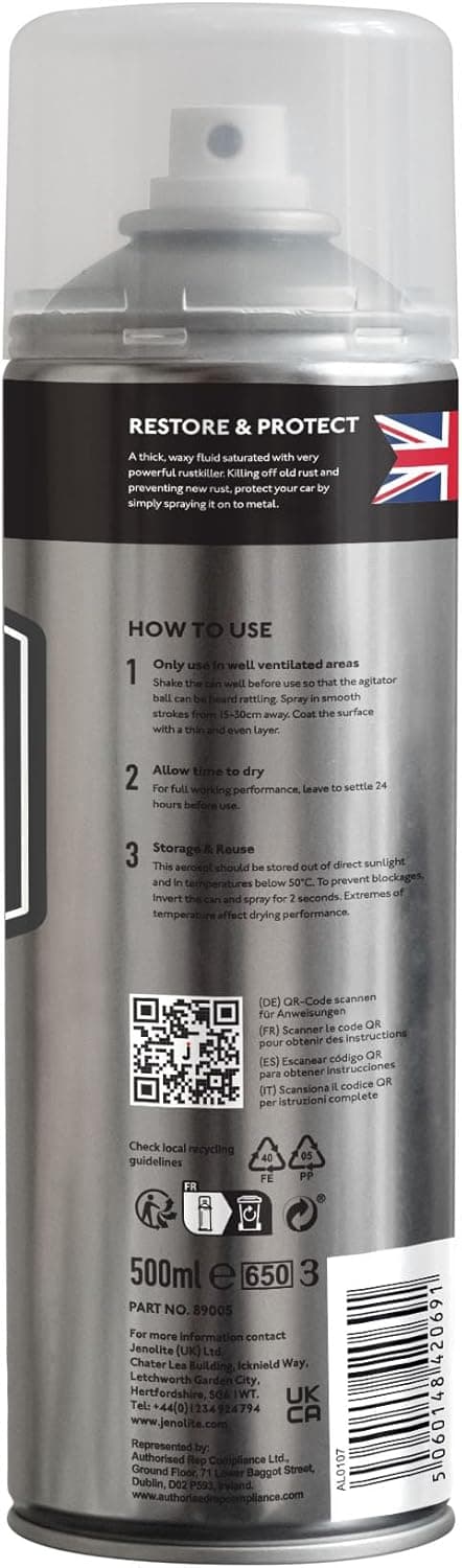 Detalle de JENOLITE Wachsöl Unterbodenschutz-Spray KLAR – 2×500 ml für Rostschutz am Unterboden