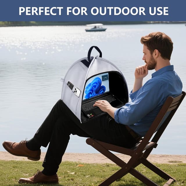 Thumbnail 4 de HoYiXi Universal Foldable Laptop Sun Shade & Privacy Shield (Grey) for 13–16 inch laptops