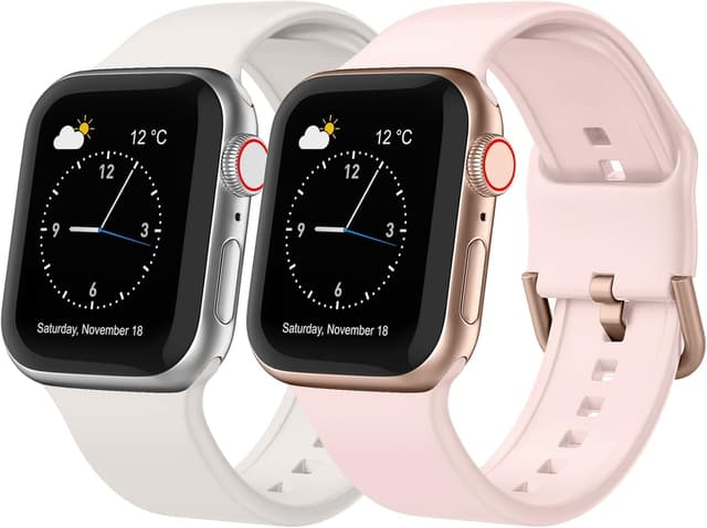 Detalle de Adepoy 2-Pack Soft Silicone Sport Watch Bands (compatible Apple Watch 38–49mm)