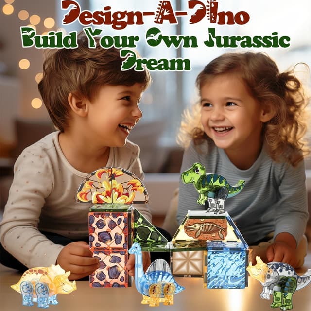 Detalle de Magnetic Tiles Dinosaur Toys 50-Piece Set