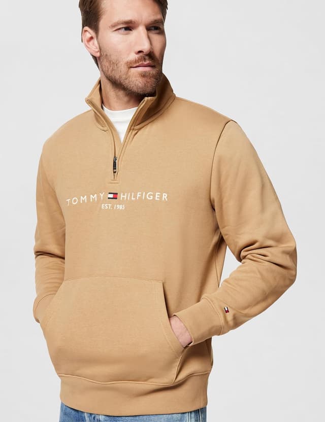 Detalle de Tommy Hilfiger felpa con zip da uomo Zip Mockneck Mezza Zip