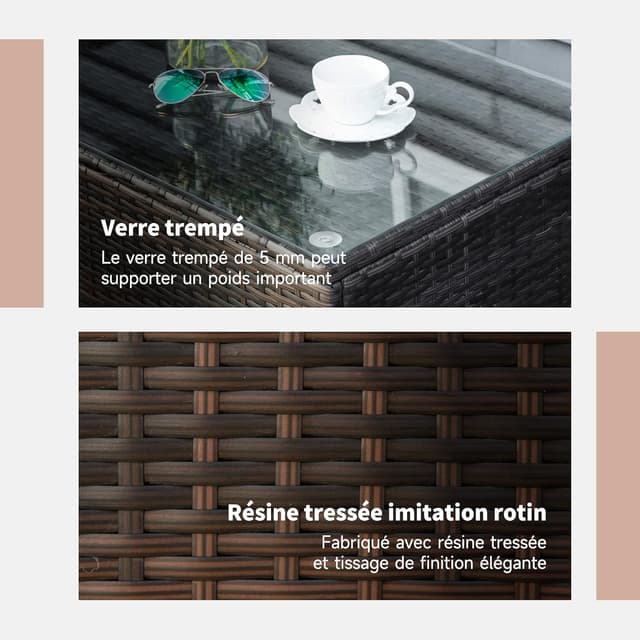 Thumbnail 4 de Outsunny Table Basse de Jardin rotin tressé