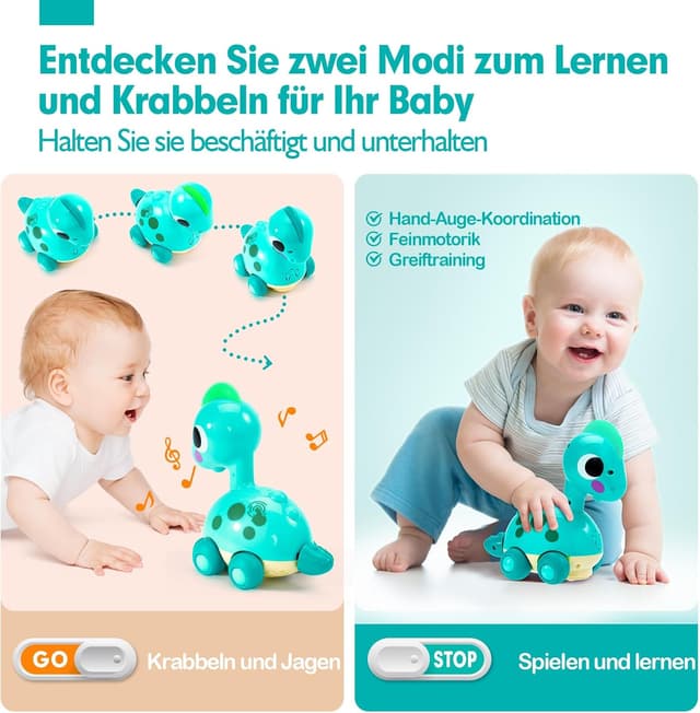 Detalle de CubicFun Musik Dinosaurier Baby-Spielzeug ab 6 Monaten (Krabbelspielzeug mit Licht & Sound)