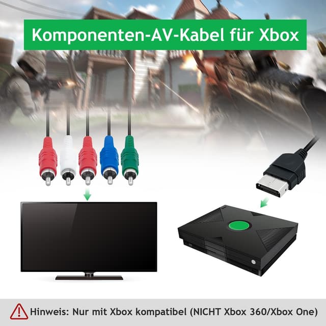 Detalle de Gam3Gear Komponenten-AV-Audio-Video-Kabel für die originale Xbox (bis 1080i, ca. 1,8 m)