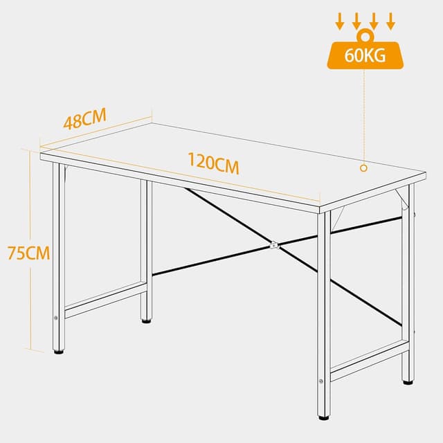 Detalle de BEXEVUE Desk 120 x 48 cm Small Computer Desk in Rustic Brown