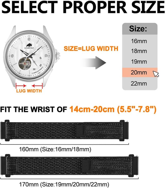 Thumbnail 4 de BISONSTRAP Cinturino nylon trail 16–22 mm