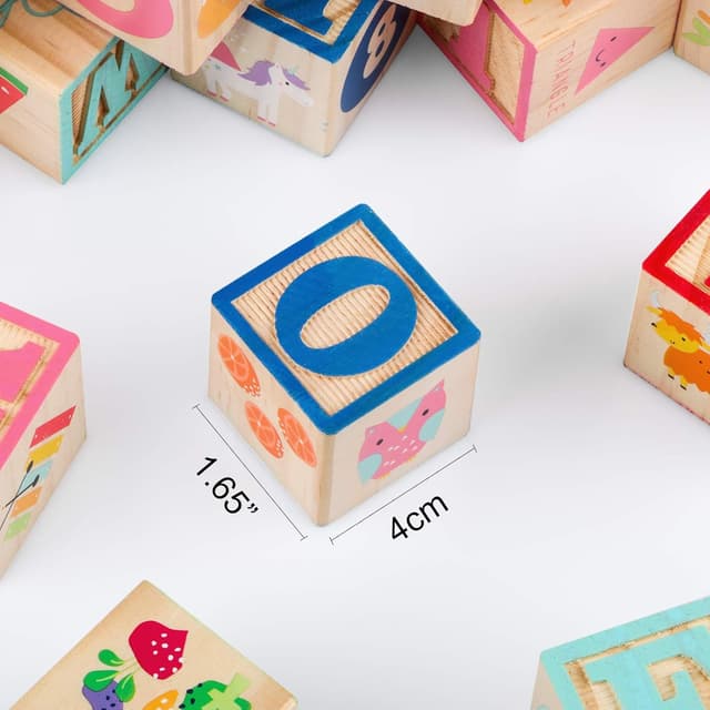 Detalle de Jacootoys 36PCS Wooden ABC & Number Blocks Set (Age 3+) Montessori learning toy