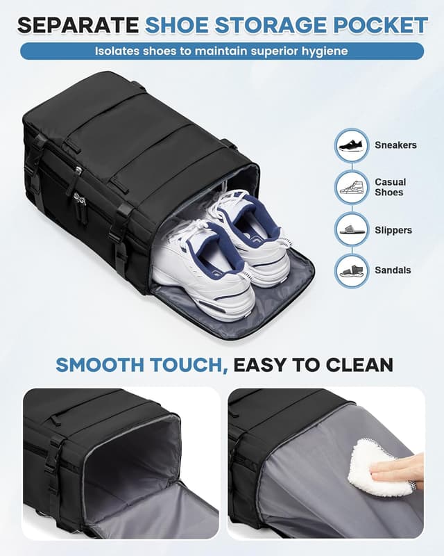 Detalle de Handgepäck-Rucksack Ryanair/Easyjet mit 180°-Öffnung – 40 × 20 × 25 cm (fürs Unter-dem-Sitz)