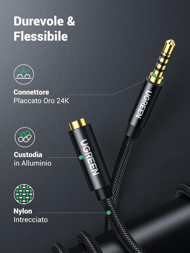 Detalle 1 de UGREEN Cavo Prolunga 3,5mm 2m