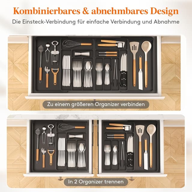 Detalle 1 de Lifewit Besteckkasten für Schubladen 54,1 bis 91,4 cm