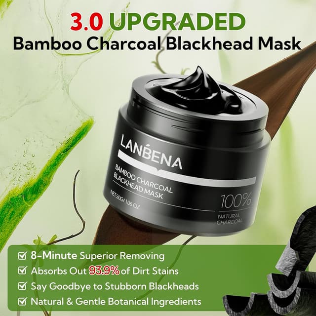 Detalle 2 de LANBENA Upgraded 2.0 Bamboo Charcoal Nose Strip, 60 pcs