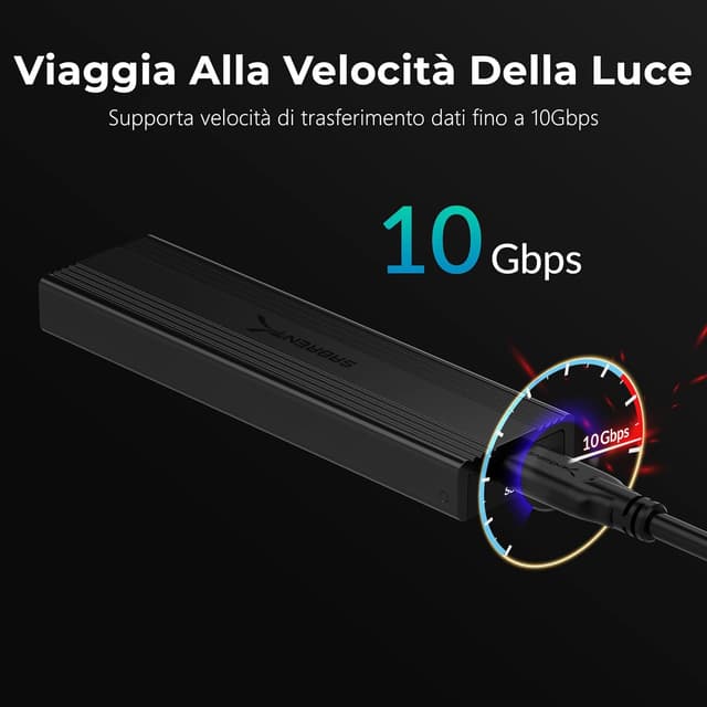 Detalle de SABRENT EC-SNVE Case esterno per SSD M.2 NVMe USB 3.2 Gen 2 (EC-SNVE), adattatore M-Key/M+B