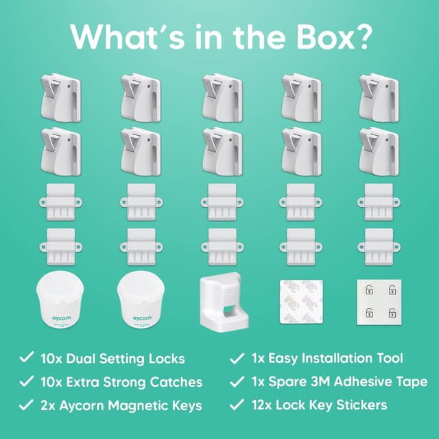 Thumbnail 6 de AYCORN Magnetic Safety Cupboard Locks 10x