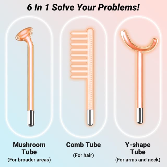 Detalle 2 de TUMAKOU Hochfrequenzstab Gesicht 6 Neonstäbe 💆